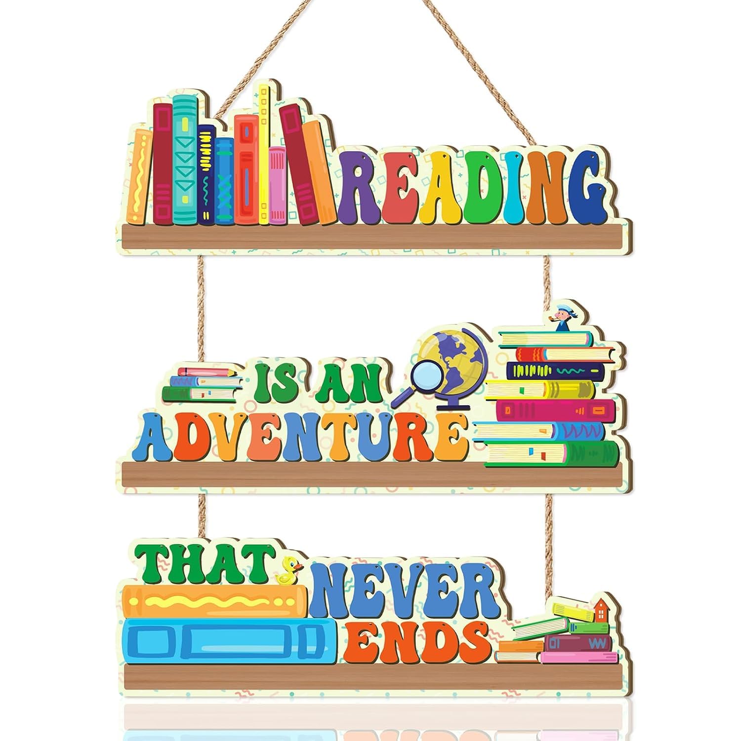 Mandala Soul Colorful Reading Classroom Door Sign,School Library Wall Decor,Reading Wall Sign,Reading Classroom Sign,Inspirational Quotes Wood Sign for Kids' Room School Classroom Read Corner Nursery-image-38