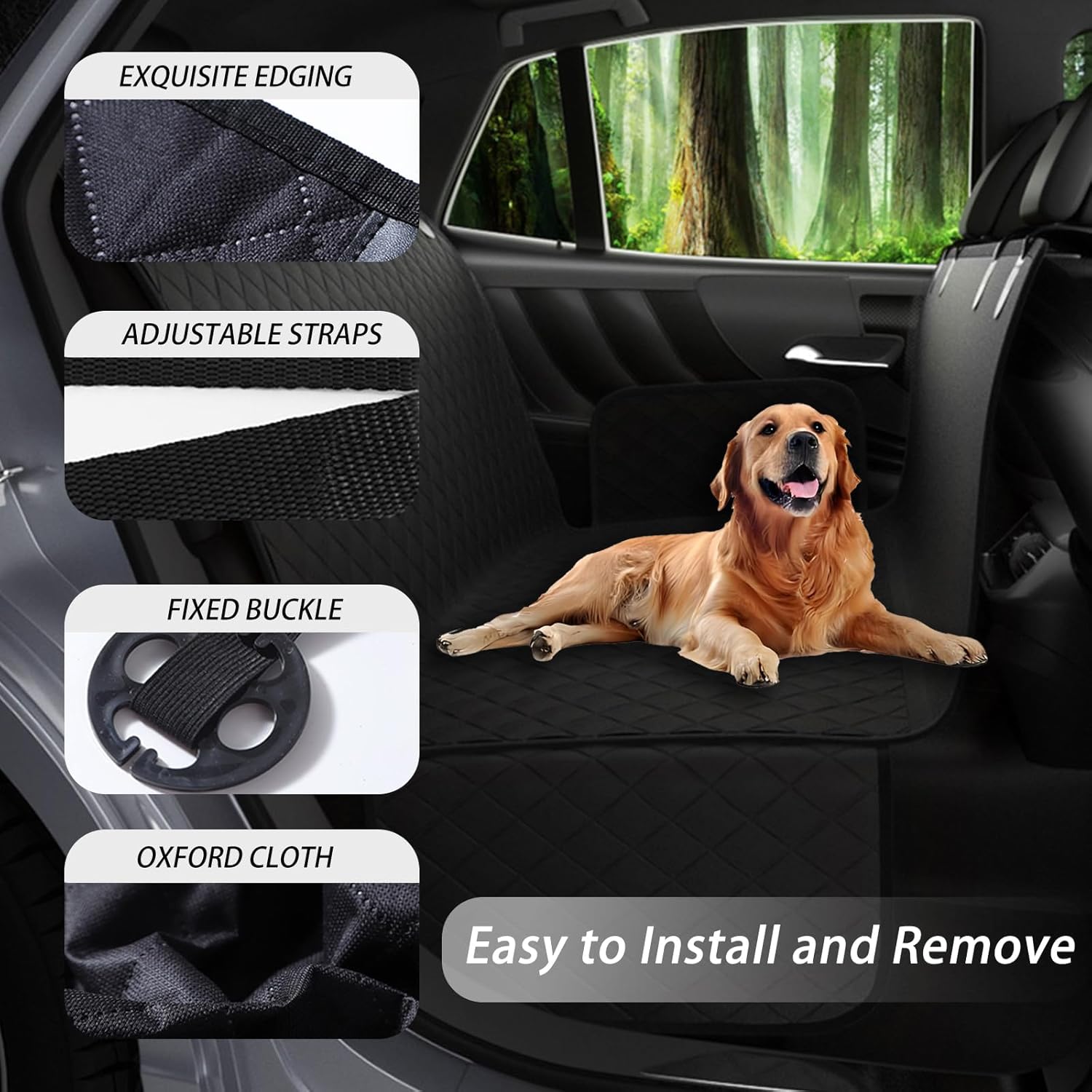 Dog Car Seat Cover for Toyota Venza 2019-2021 2022 2023 2024 2025 2026, Durable Dog Seat Cover for Back Seat, Heavy Duty Dog Hammock Seat Protector Pets for Cars & SUVs,A Black
