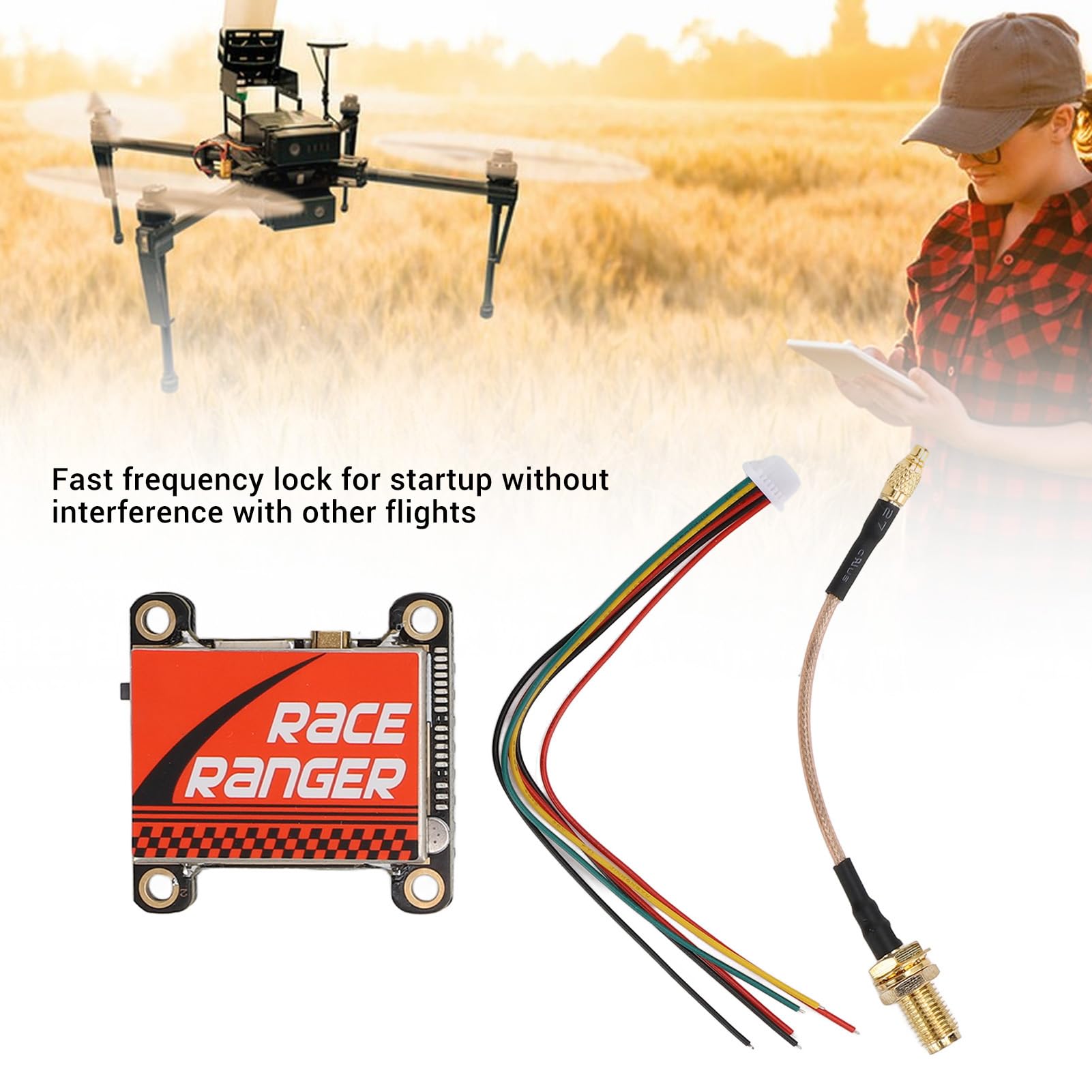 5.8G 1.6W VTX FPV Transmitter 200mW/400mW/800mW/1600mW Switchable VTX Support Smart Audio for FPV Racing Drone, 7?28V Input. 5V Output