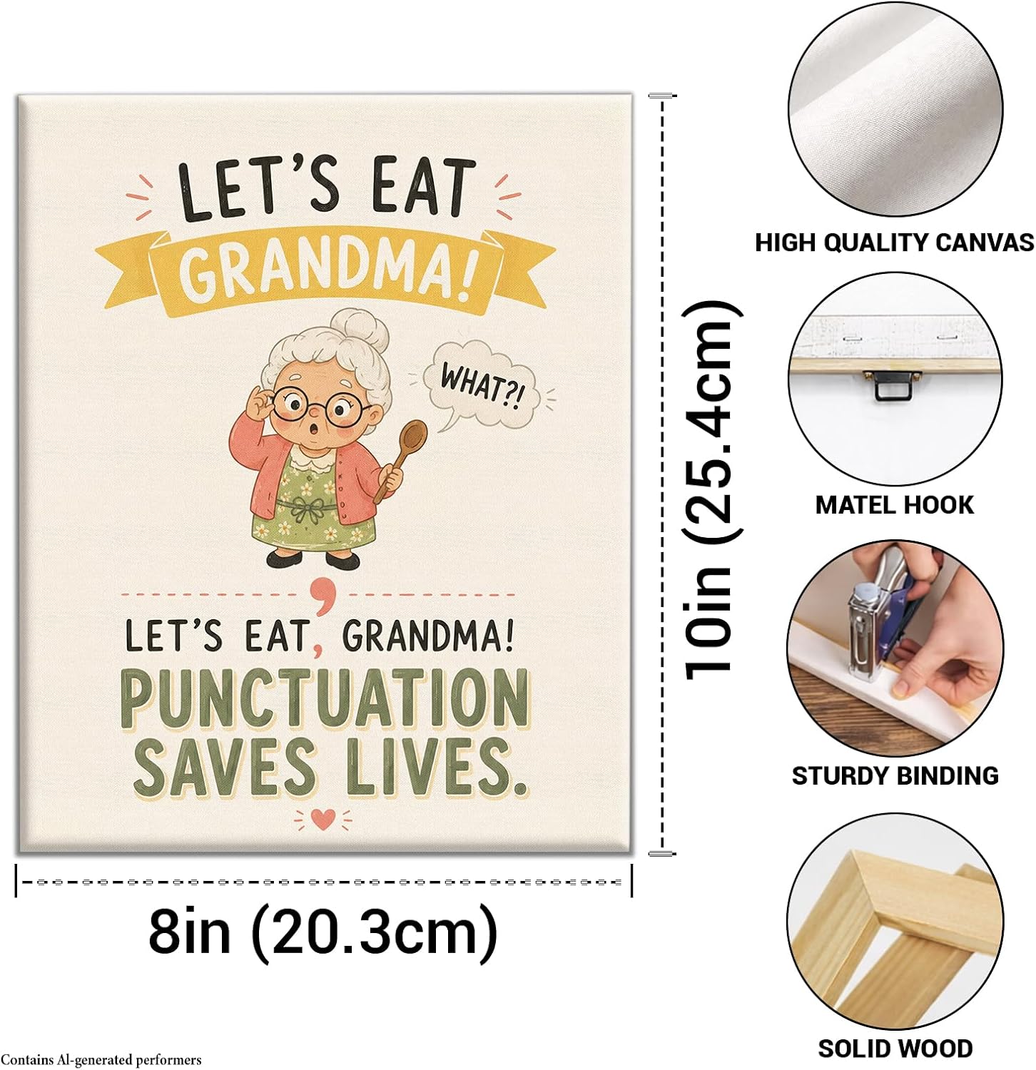 Punctuation Poster, Funny English Classroom Canvas Wall Decor 8x10 Inch image 3