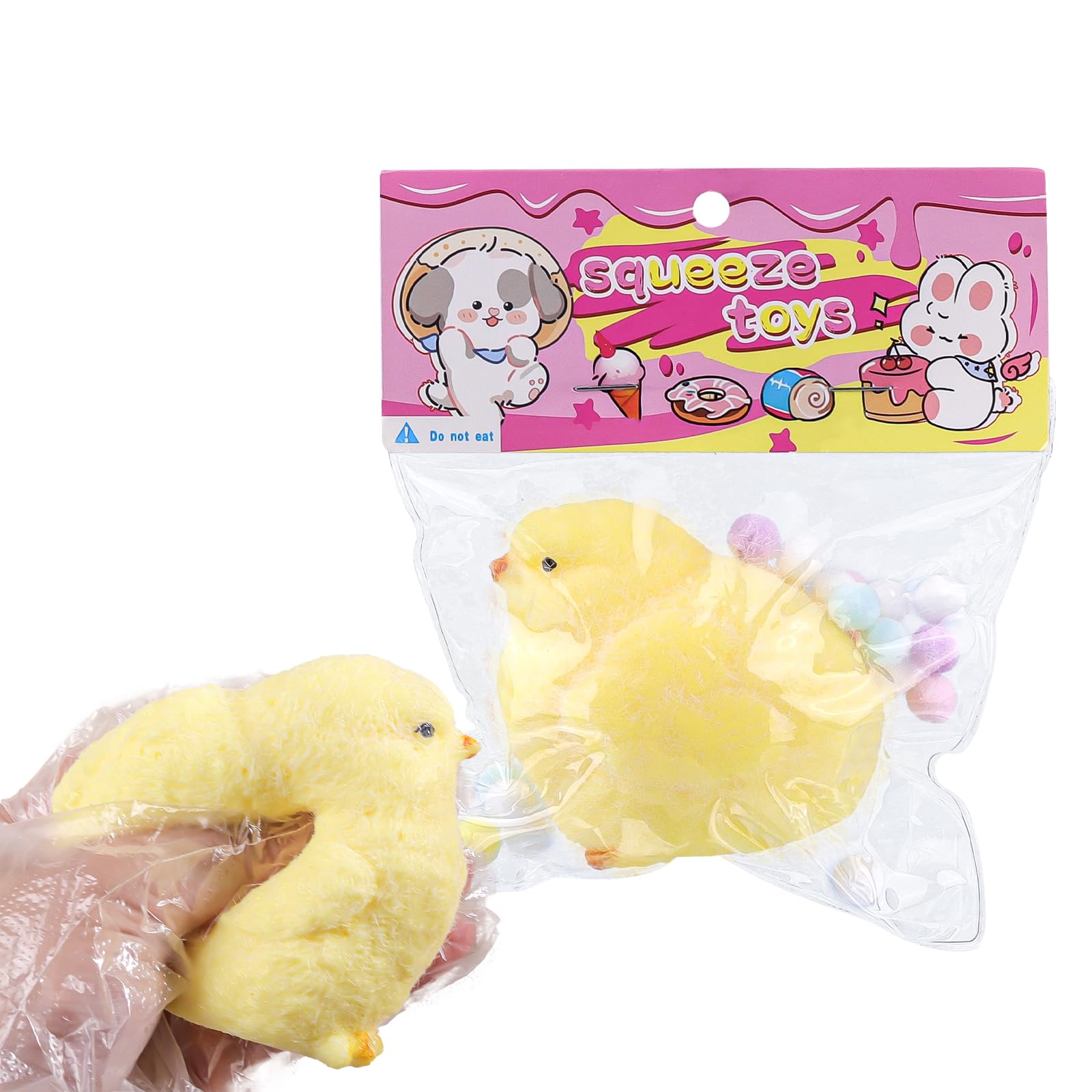 2PCS Chick Squishies Toys, Stretchy Chick Stress Relief Simulation Fake Chick Fidget Toy for Adults Teenage Party Favors