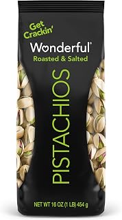 Wonderful Pistachios Roasted & Salted In-Shell, 16oz Bag - Healthy Protein Snack, California Grown Nuts