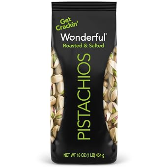 Wonderful Pistachios In Shell, Roasted & Salted Nuts, 16 Ounce Bag, Protein Snacks, Gluten Free, Healthy Lunch Snacks, Pantry Staples