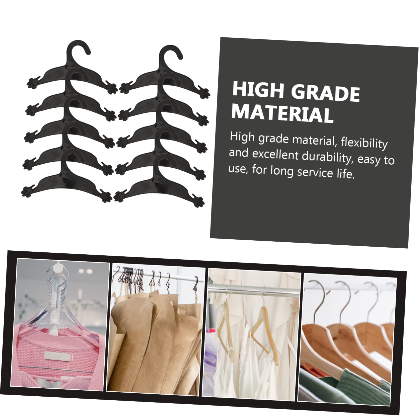 YARNOW 10pcs Pet Clothes Hanger Coat Hangers Dog Belt Collapsible Dog Coats with Legs Dog Poop Bags Dog Cool Jacket Foldable Dog Clothes Hangers Pets Pet Car Seat Cover Dogs Black Plastic