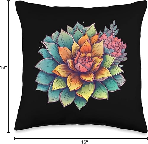 Miniatura 4 de Cactus and Succulent Designs by Fasaza Cojín de cactus floreciente con diseño de cactus y suculentas, flores silvestres, 16 x 16 pulgadas, multicolor