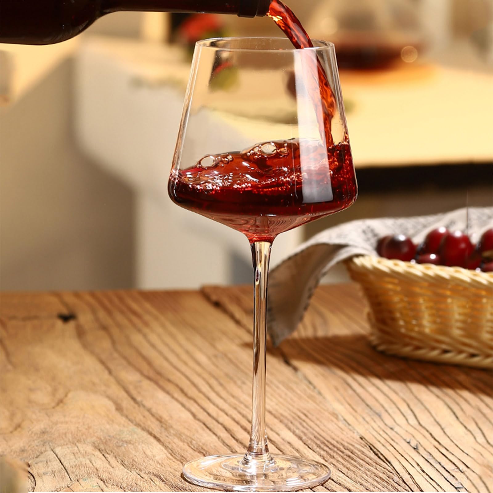 Rotwein Gläser Für Große Hand Geblasene Weingläser Lange Stiel Kristall Weingläser 18.5Ozml Für Hotels Bars/a/Satz Von 4