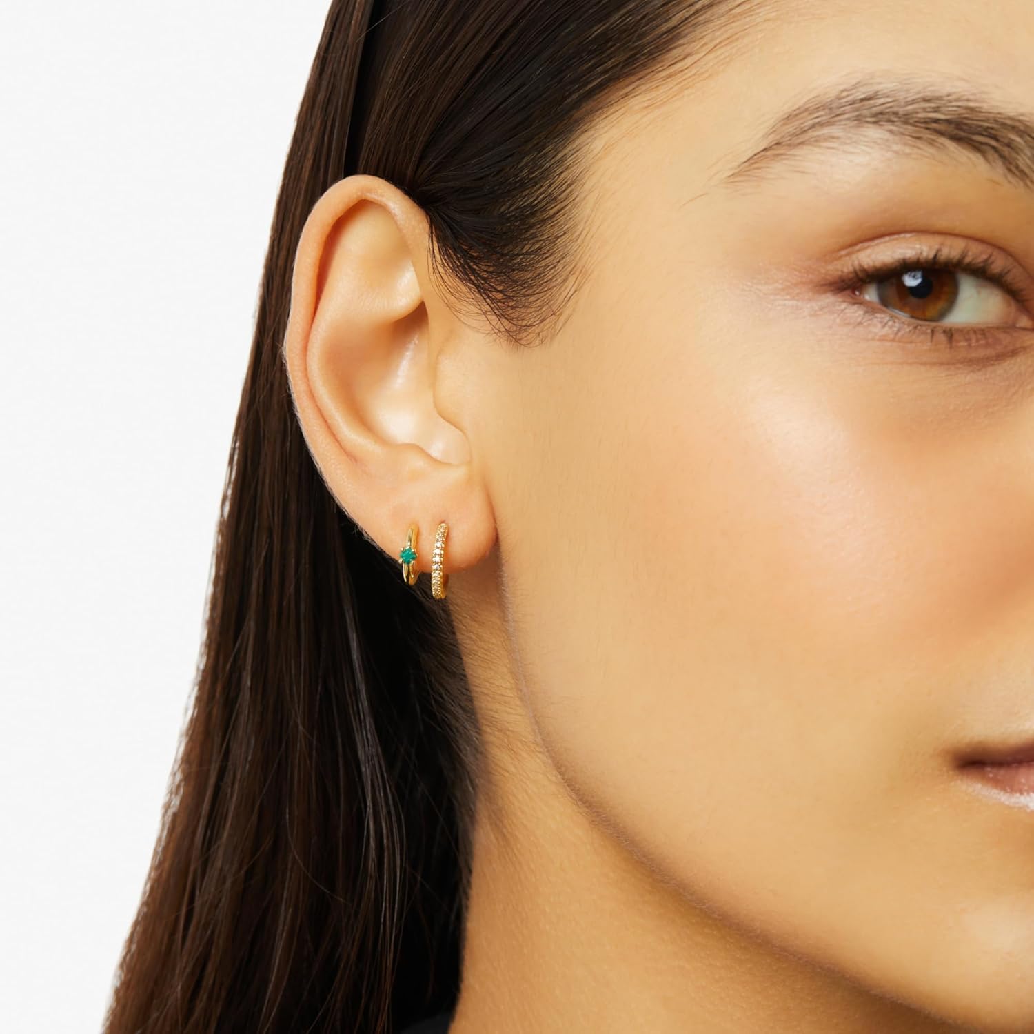 Ana Luisa Double Hoop Earrings for Women - 14K Gold Plated & Silver Rhodium Huggie Hoops - Hypoallergenic, Water-Resistant, Tarnish-Free, Small, Dainty & Trendy Two Hoop Earring Styles for Daily Wear
