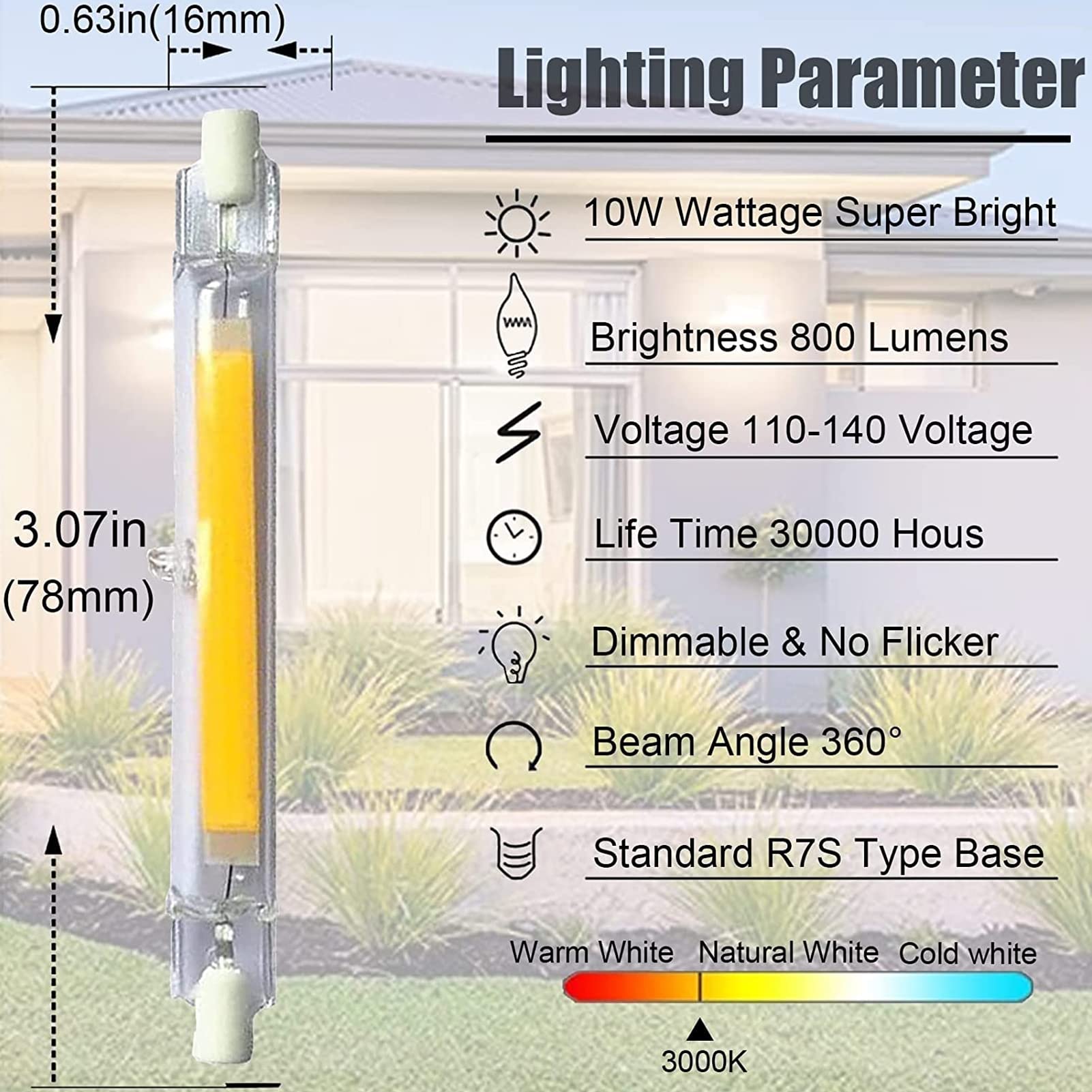 LGWG LED R7S 78mm 10W Dimmable T3 R7s LED Bulb Led Replacement for Halogen Bulbs Double Ended Base J Type 120V for Work, Landscape Lights, Floor Lamps,Natural White,2Pack LGWG LED R7S 78mm 10W Dimmable T3 R7s LED Bulb Led Replacement for Halogen Bulbs Double Ended Base J Type 120V for Work, Landscape Lights, Floor Lamps,Natural White,2Pack