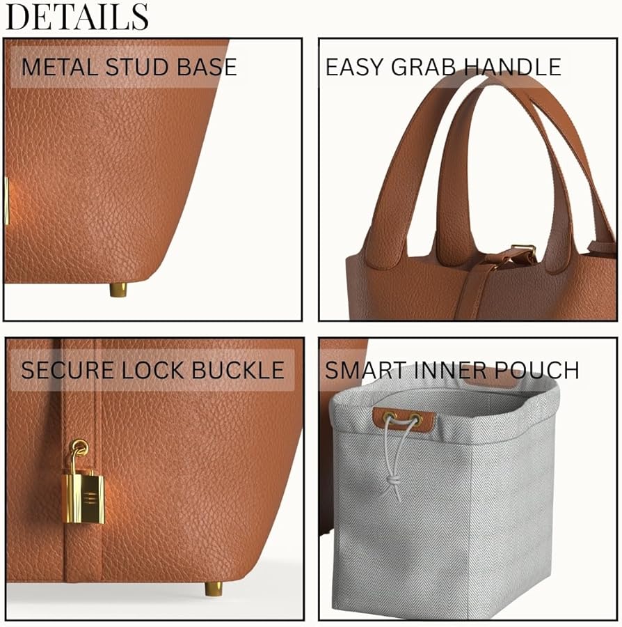 Amazon.com: Mini Bucket Tote Handbag (Gold Brown) : Clothing