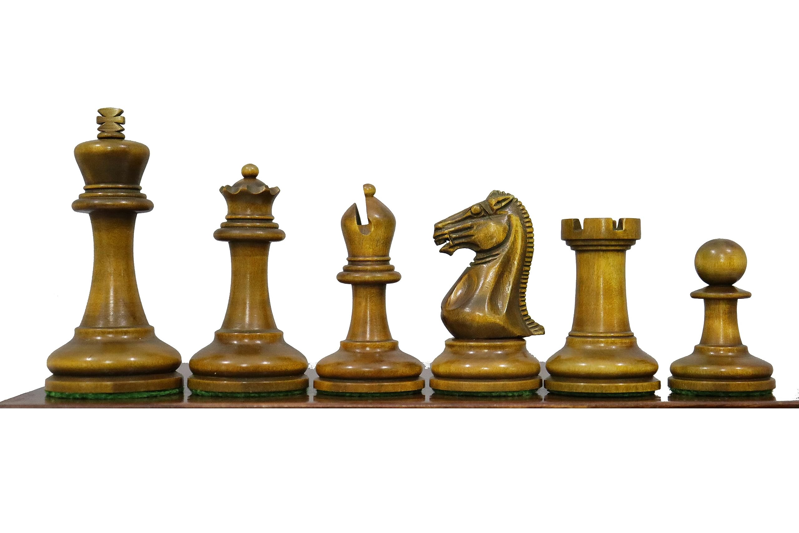 Circa 1852 Harrwitz Staunton Series - Scacchi in ebano / bosso anticato - 8,9 cm King Side timbratura con 2 regine extra - solo pezzi degli scacchi