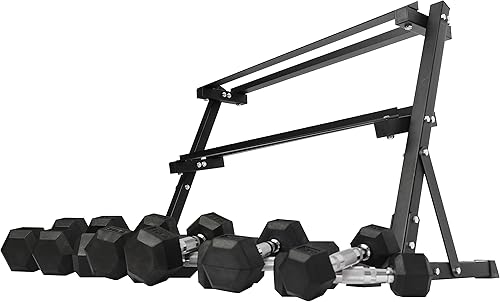 Vista 33 de Signature Fitness Juego de mancuernas hexagonales con revestimiento de goma premium, varios paquetes