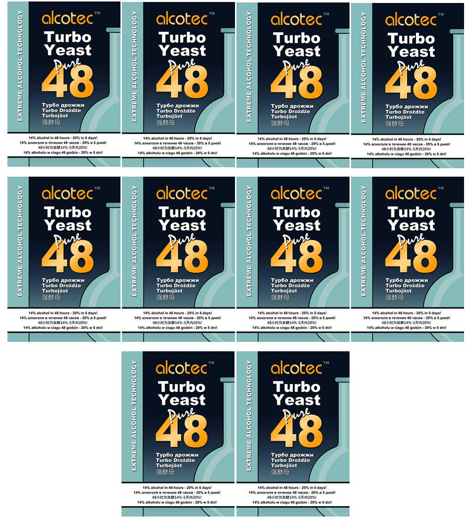 Alcotec 10x Turbohefe 48h Dual, bis 21% Alkohol (10 Packungen)