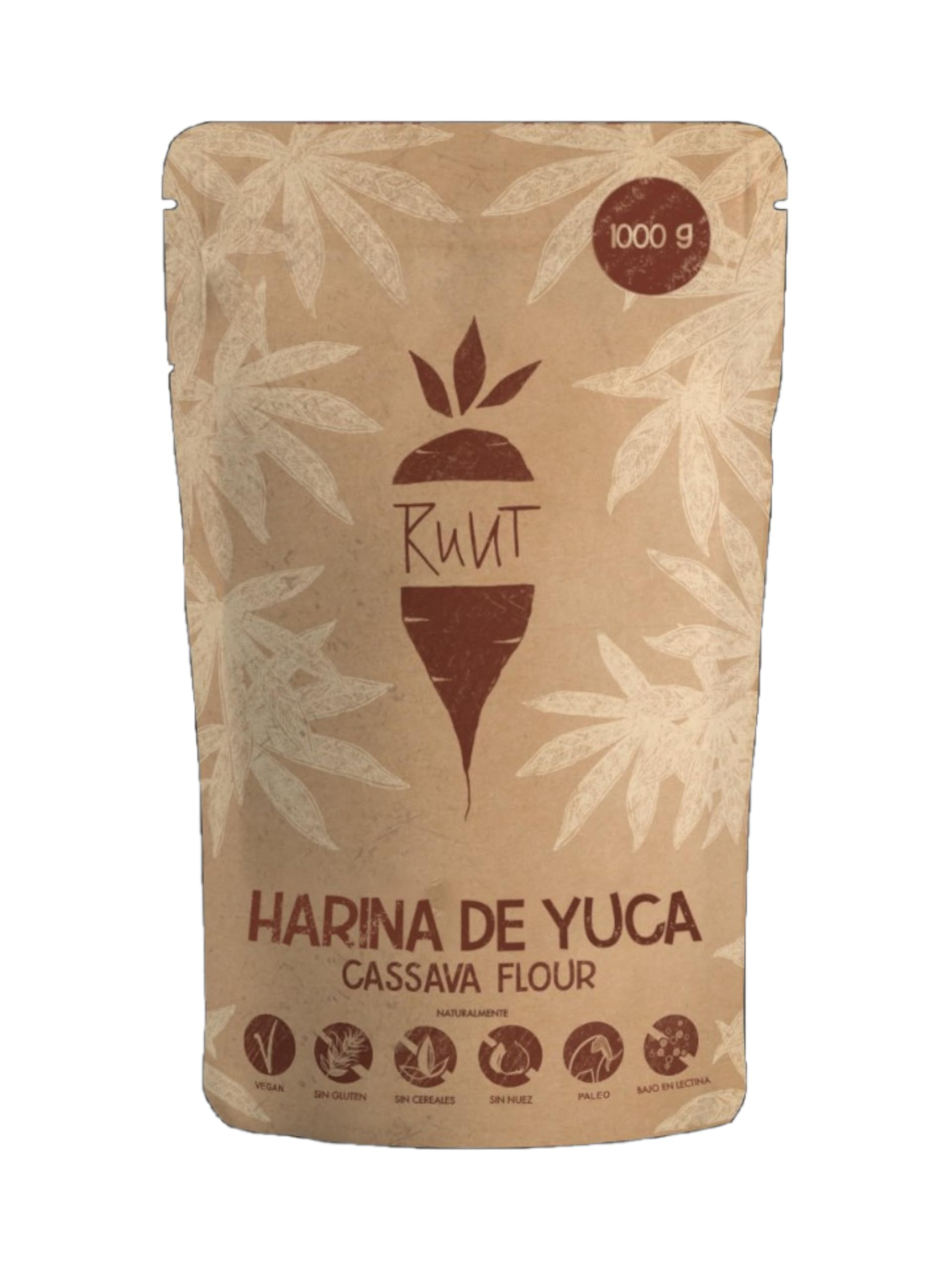 Ruut Harina de Yuca Totalmente Natural - Paleo, Vegetariana, Protocolo AIP, Dieta FODMAP - Harina sin Gluten - Harina de Pan Sana sin Frutos Secos, Cereales ni Aditivos - Harina sin Gluten 1000 g