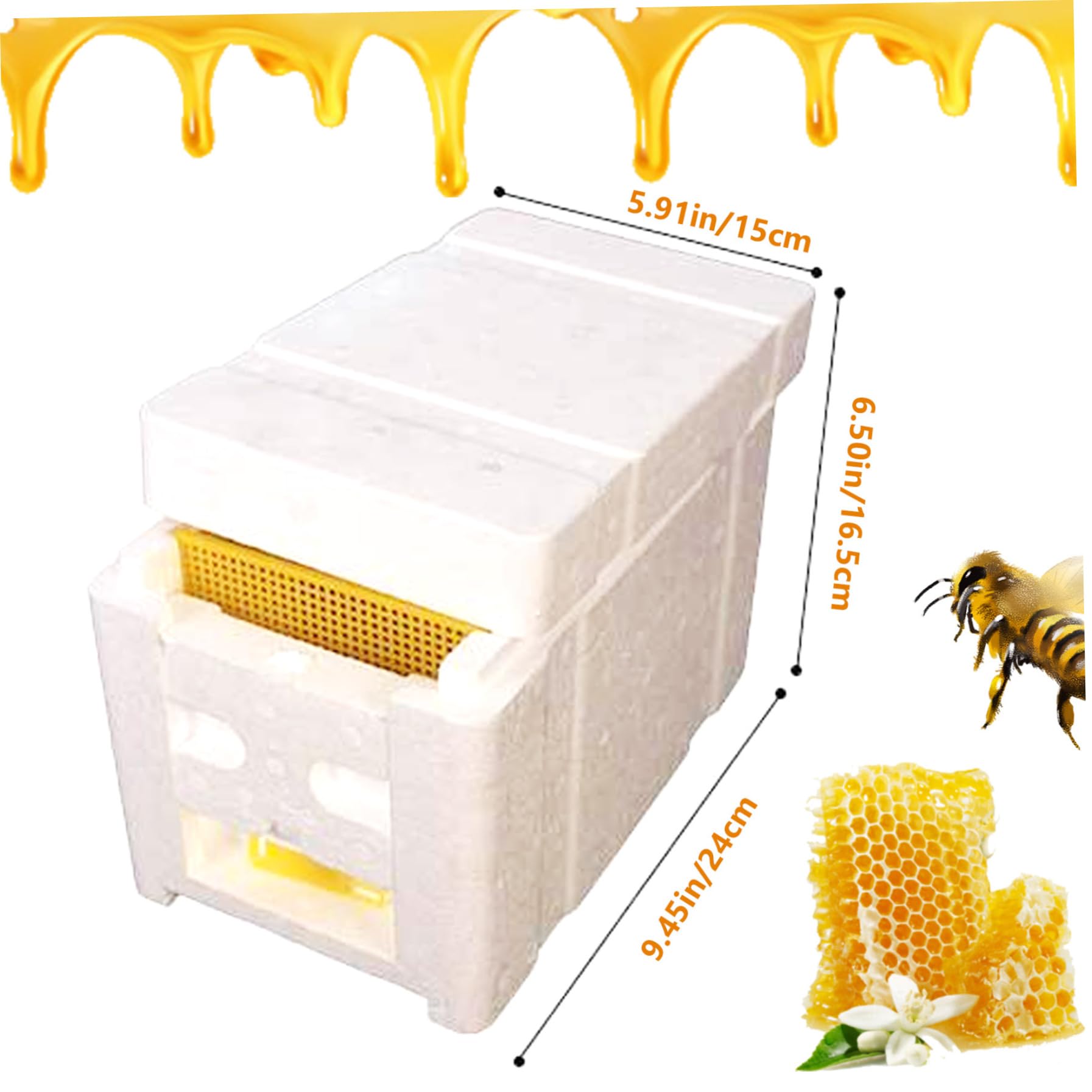 Cajas de Abejas con alimentador de Agua, Caja de Colmena de Abejas de 3 Cuadros con Puerta de cuadrícula, Caja de Bee Mini Caja de Espuma para Abejas, Suministros de Colmena de Abejas para el Ap