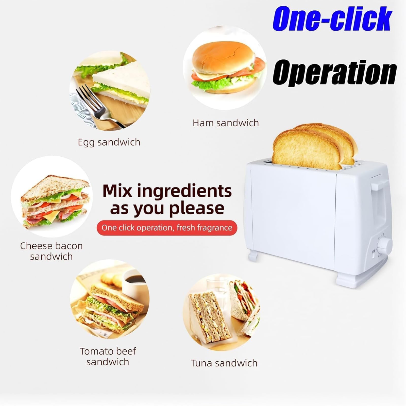 Tostadora De 2 Rebanadas Con Ranuras Anchas, Tostadora Eléctrica Rápida Para Pan En El Desayuno, Tostadora Pequeña De Cocina Con 6 Niveles De Dorado Y Bandeja De Migas Extraíble, 650w white