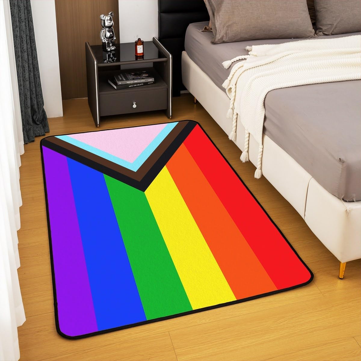jejeloiu LGBTQ Area Rug 5x7 Rainbow Rectangle Pride Living Room Rugs for Bedroom Men Lesbian Gay Transgender Decor Carpet Breathable Soft Lightweight Colorful Room Decor Indoor Floor Mat