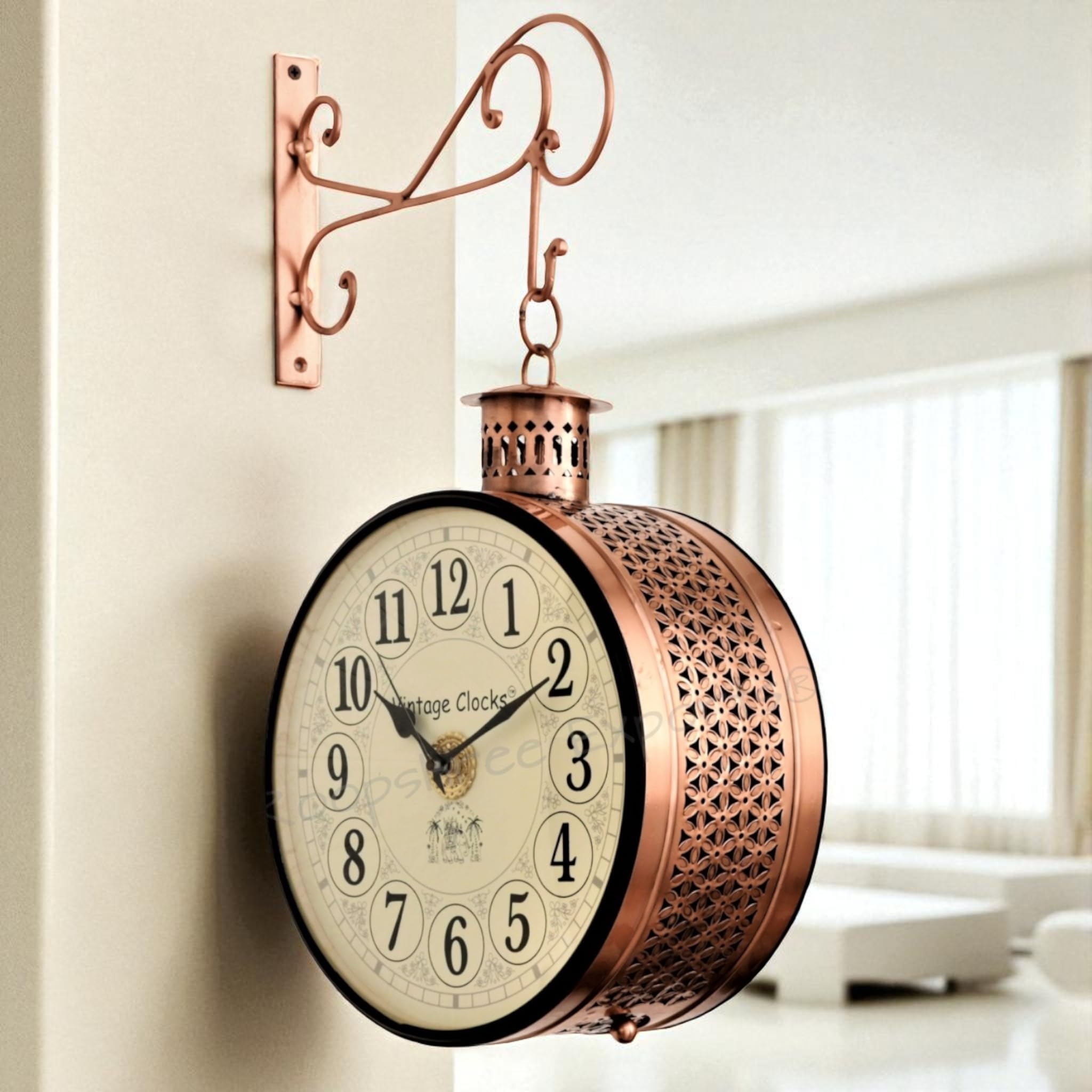 Buy Vintage Clock Analog Handcrafted Double Side Clock with
