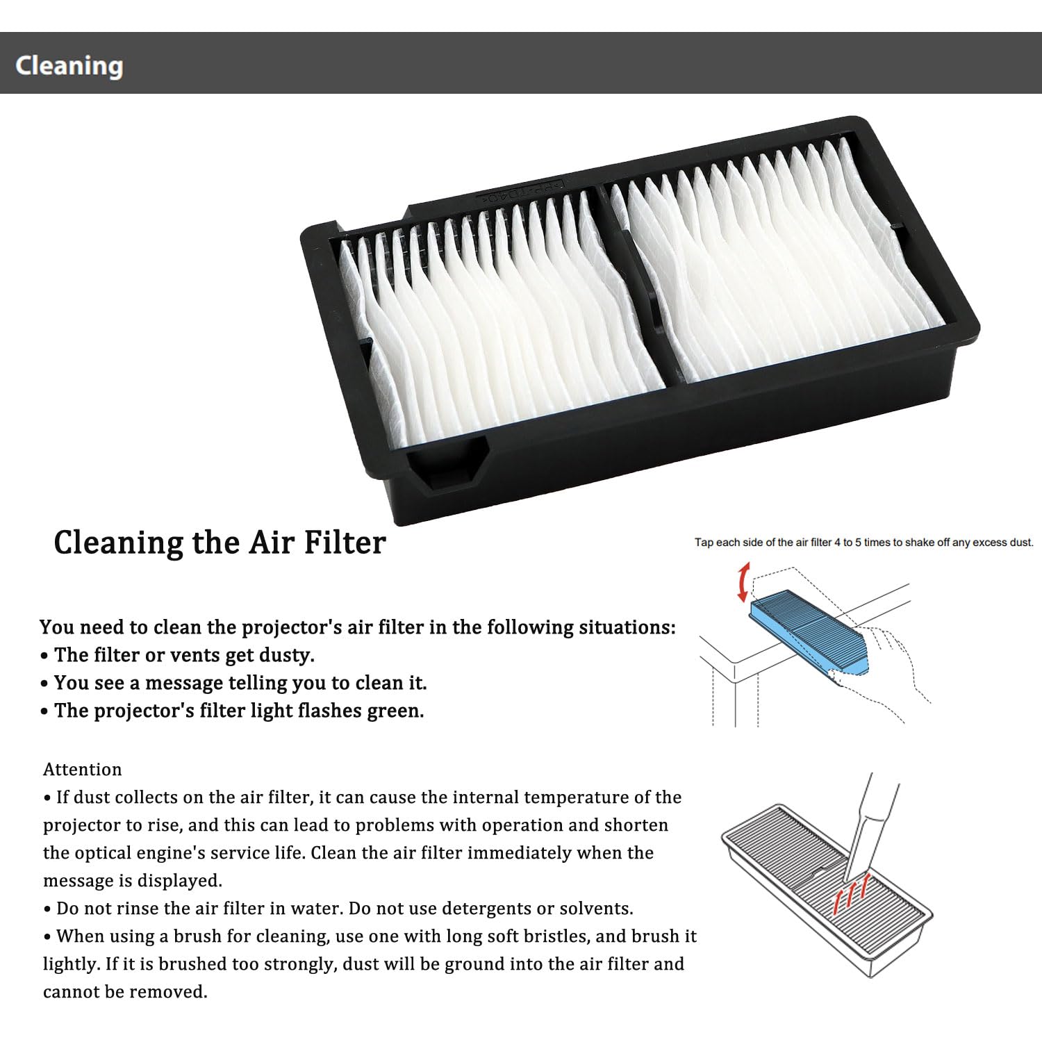 Projektor Luftfilter für EPSON ELPAF39 EH-TW6800 EH-TW6700W EH-TW6600W EH-TW7400 EH-TW7300 EH-TW7200 EH-TW7100 EH-TW7000 EH-TW9100 EH-TW9000W EH-TW8100 EH-TW9400 EH-TW9300W EH-TW9200 Beamer