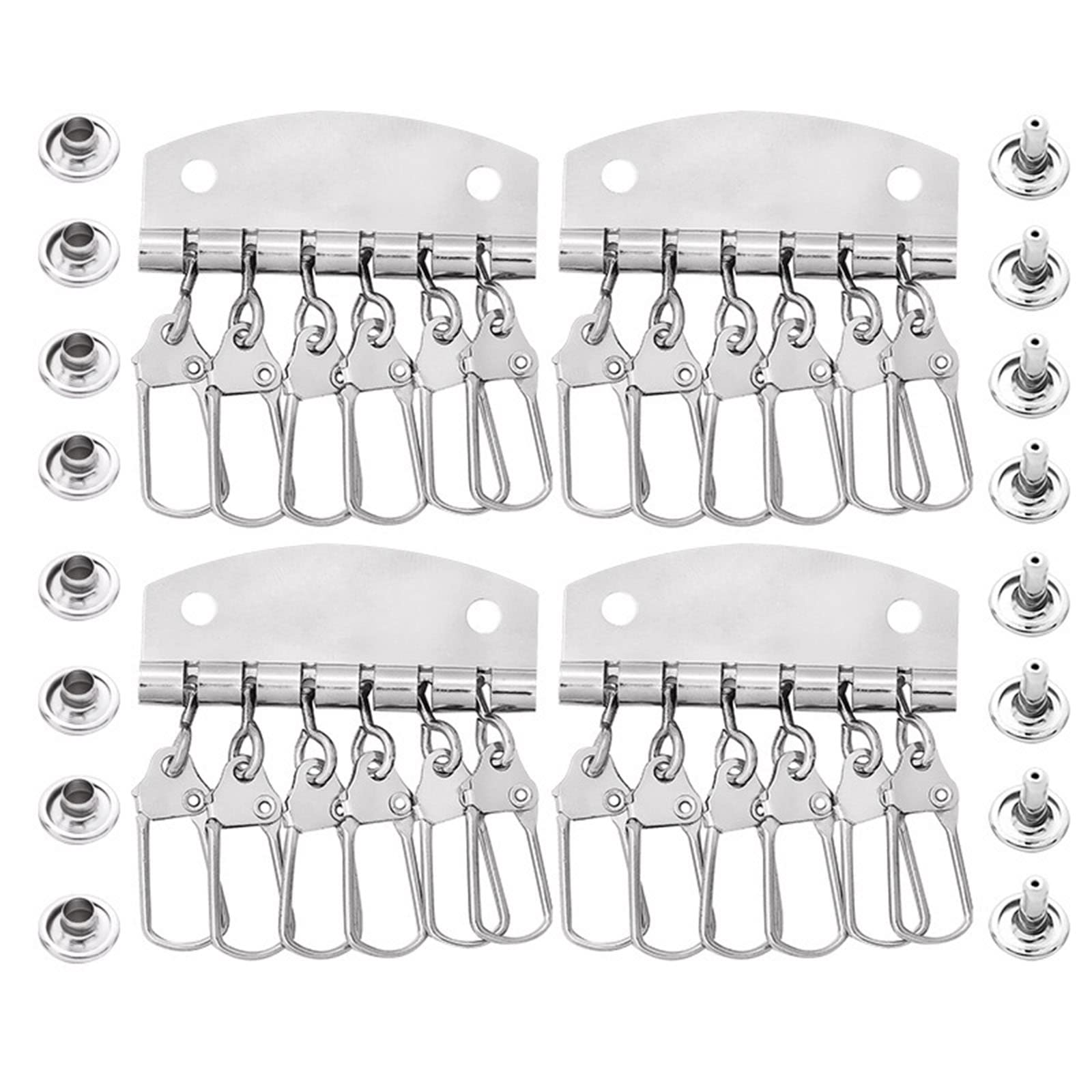 Tsophreniq 4Pcs Holders Metal Leathers Craft Row Keyring Rivet Hook Patchwork Sewing for Leathers Bag Accessories Keychain Hardware