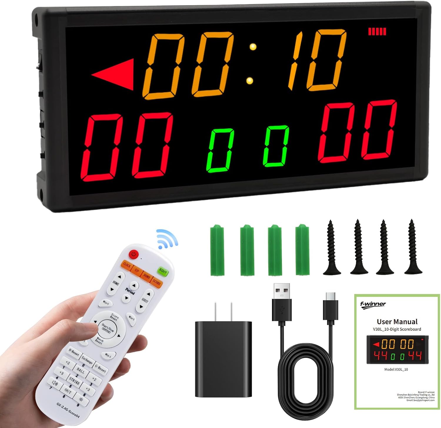 LED Electronic Scoreboard with Power Supply,Score Keeper with Timer Clock,Portable Digital Scoreboard with Remote for Corn Hole,Board Game,Indoor & Outdoor Game