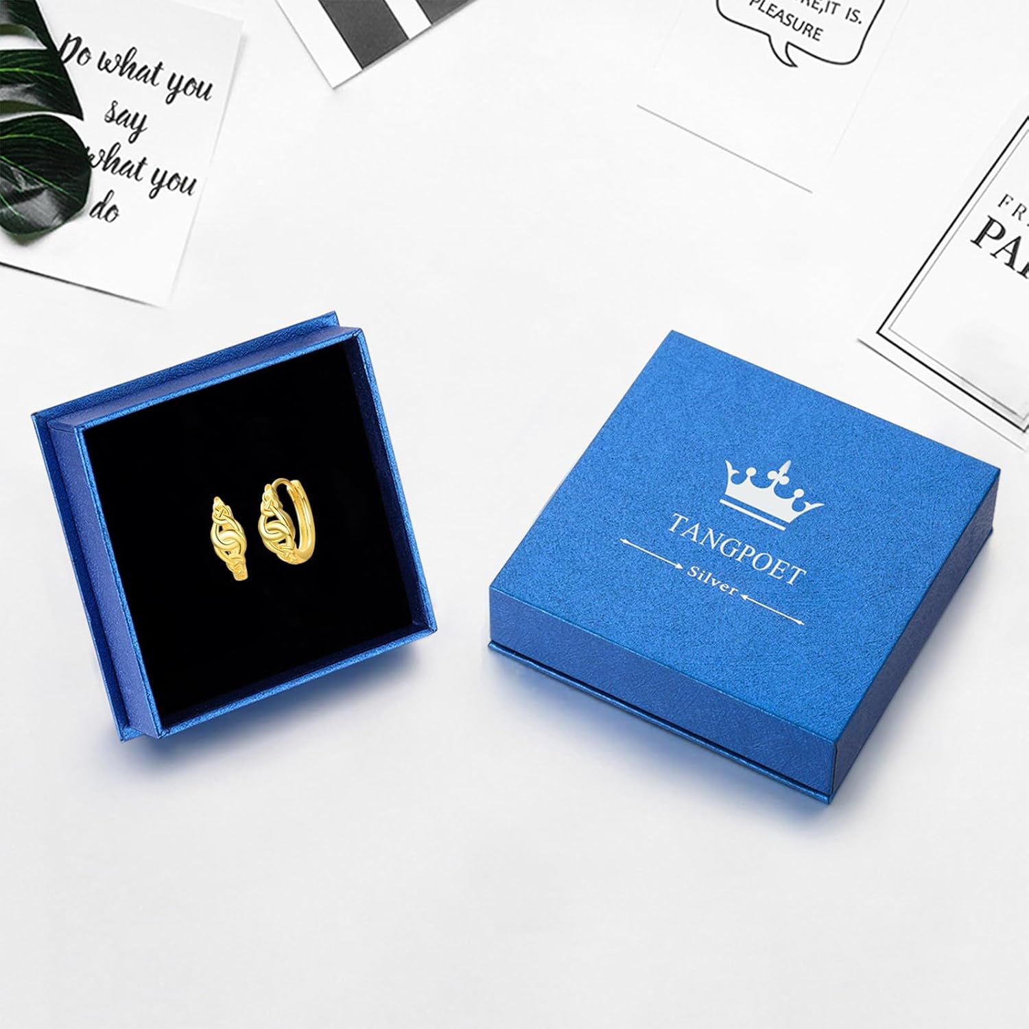 TANGPOET Celtic Knot Earrings 925 Sterling Silver Hinged Hoop Earrings, Small Hypoallergenic Huggie Earring, Birthday Jewelry Gifts for Women Ladies