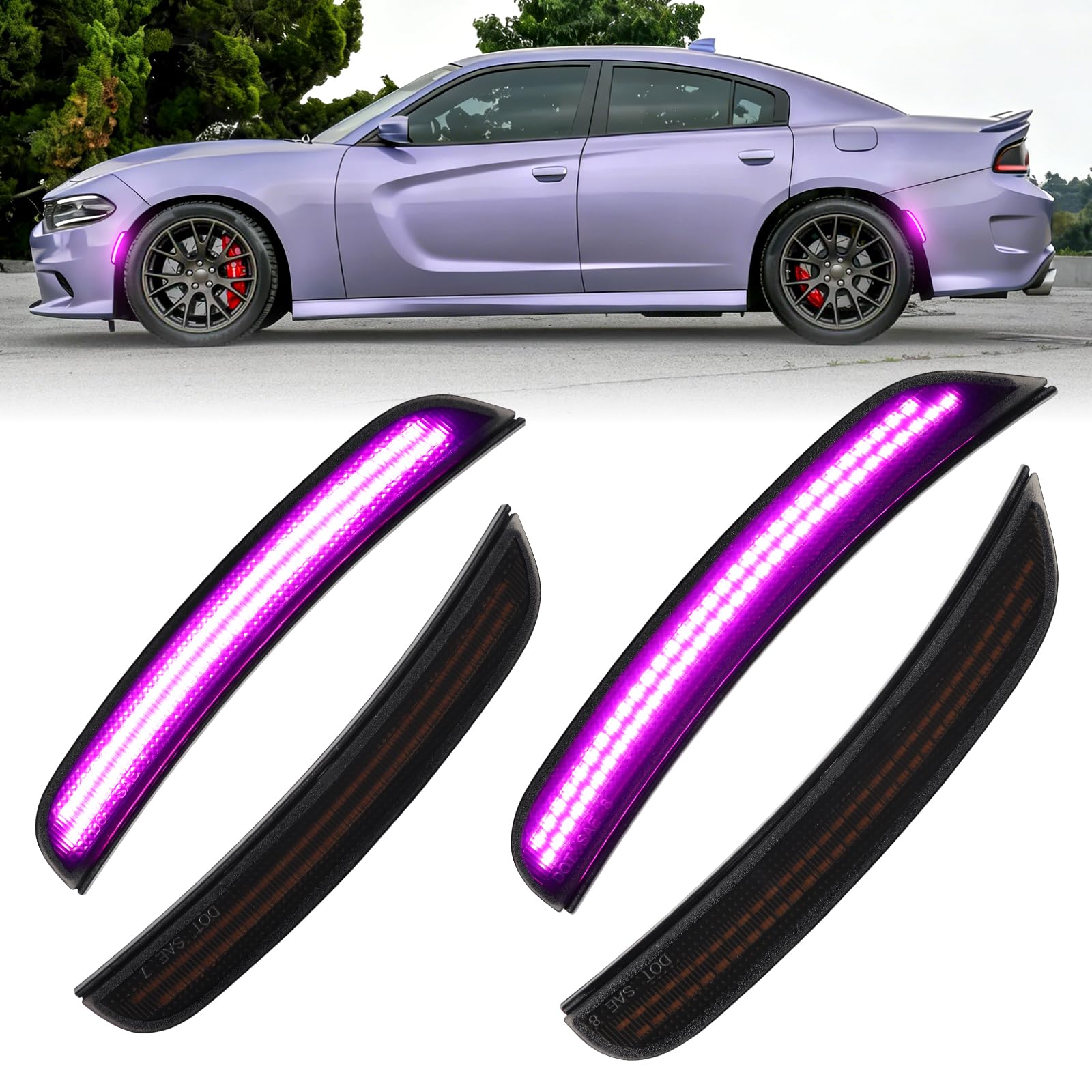 Photo 1 of Pink Purple LED Side Marker Lights Compatible with 2015-2026 Dodge Charger