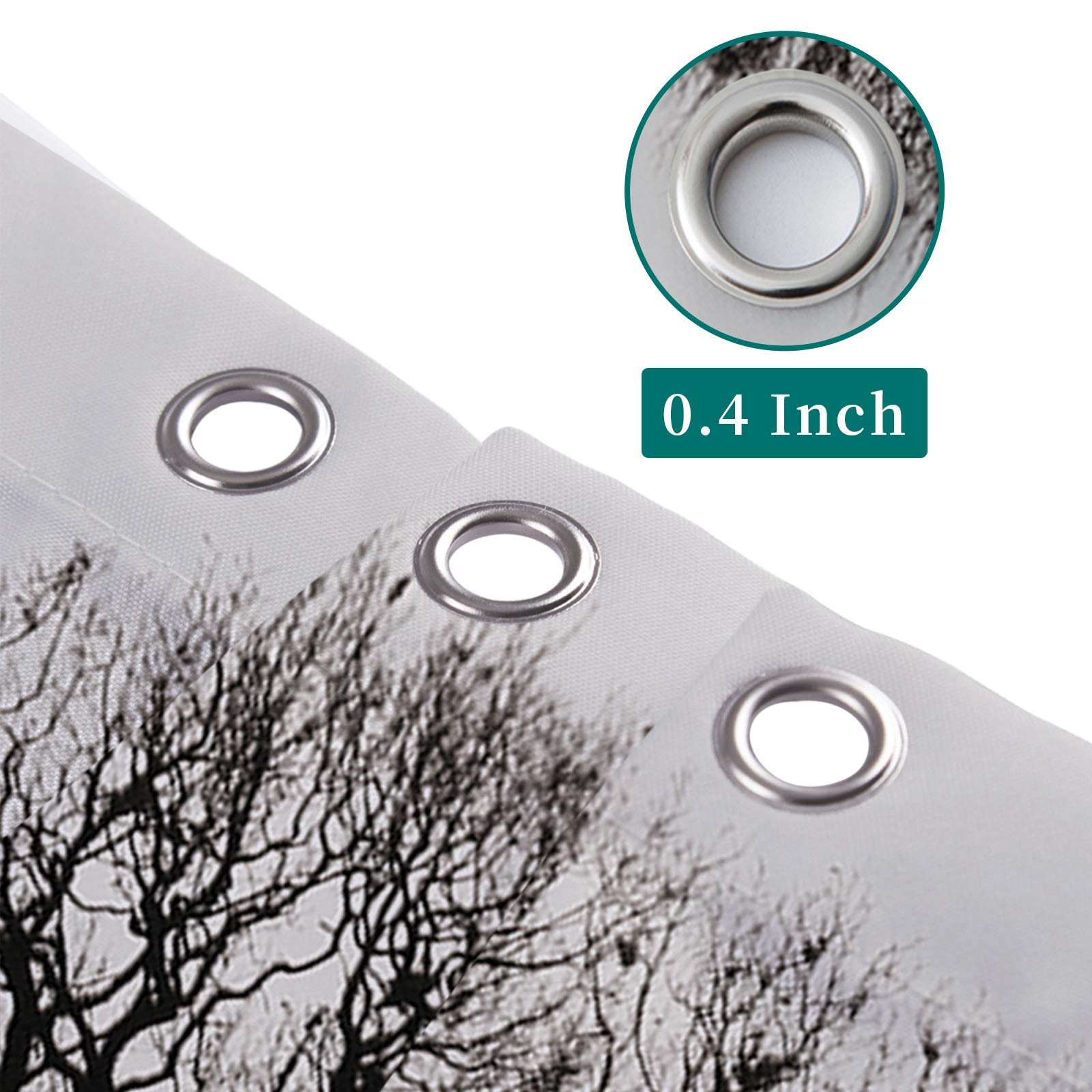 Prime Leader Durable Shower Curtain-Tree Silhouette Waterproof Fabric Shower Curtains,72