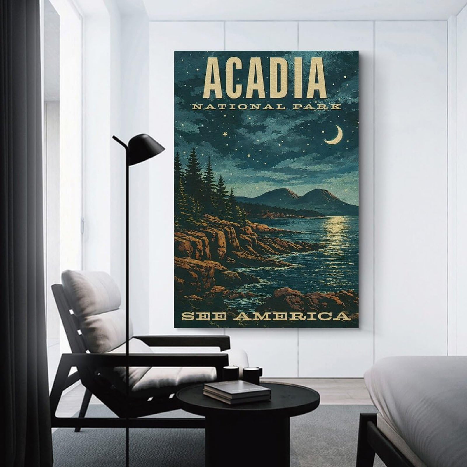 Junmoney Acadia National Park Vintage Wall Art Print, 12x18inch(30x45cm), for Study, Office Or Focused Interiors, Home Office Artwork with Decorative Appeal