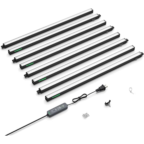VIVOSUN T5 Grow Lights for Indoor Plants, 5000K Full Spectrum, 2FT | 120W (8 x 15W), 4-Pack, Timer & Dimming Controller, SGS, Linkable