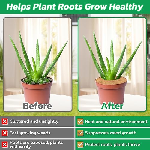 Miniatura 5 de Legigo 10 alfombrillas protectoras de 9 pulgadas de diámetro, fibra de coco para árboles, fibra de coco natural, protección contra malas hierbas