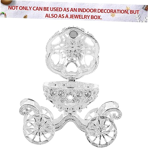 Miniatura 3 de NUOBESTY Decoración de carruaje de calabaza, caja de joyería con bisagras, adornos de mesa de cristal, adornos de Halloween, Navidad, manualidades,