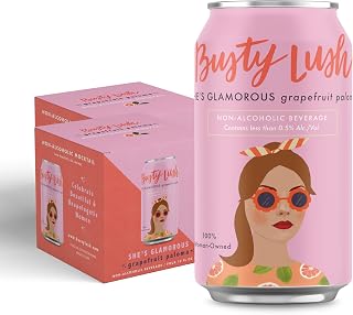 Busty Lush Craft Mocktails – Non-Alcoholic Sparkling Drinks, Zero Proof Drinks, Grapefruit Paloma, Alcohol Alternative – Low Sugar & Low Calorie, Ready to Drink | 12 oz (8-Pack)