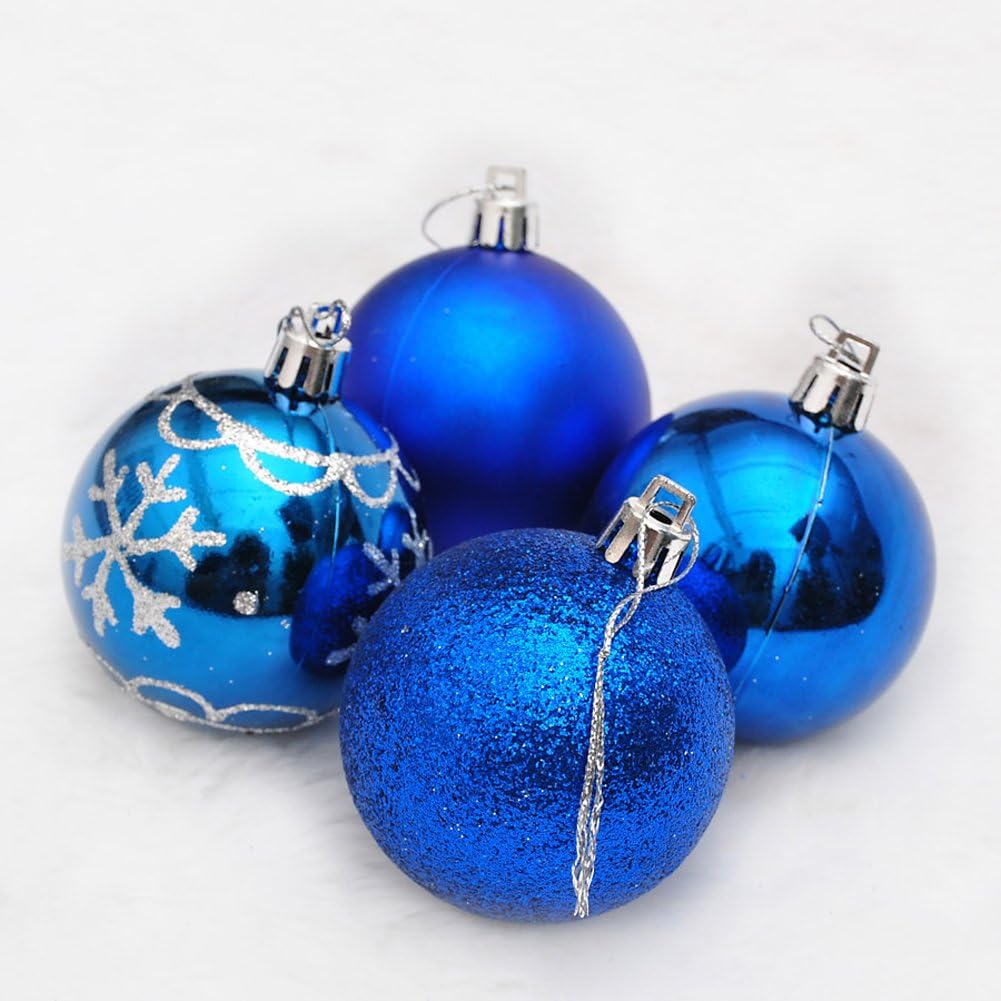6cm Painted Gold Powder Mixed Type Christmas Light Ball Painted Christmas Balls (8 Pcs) (blue)