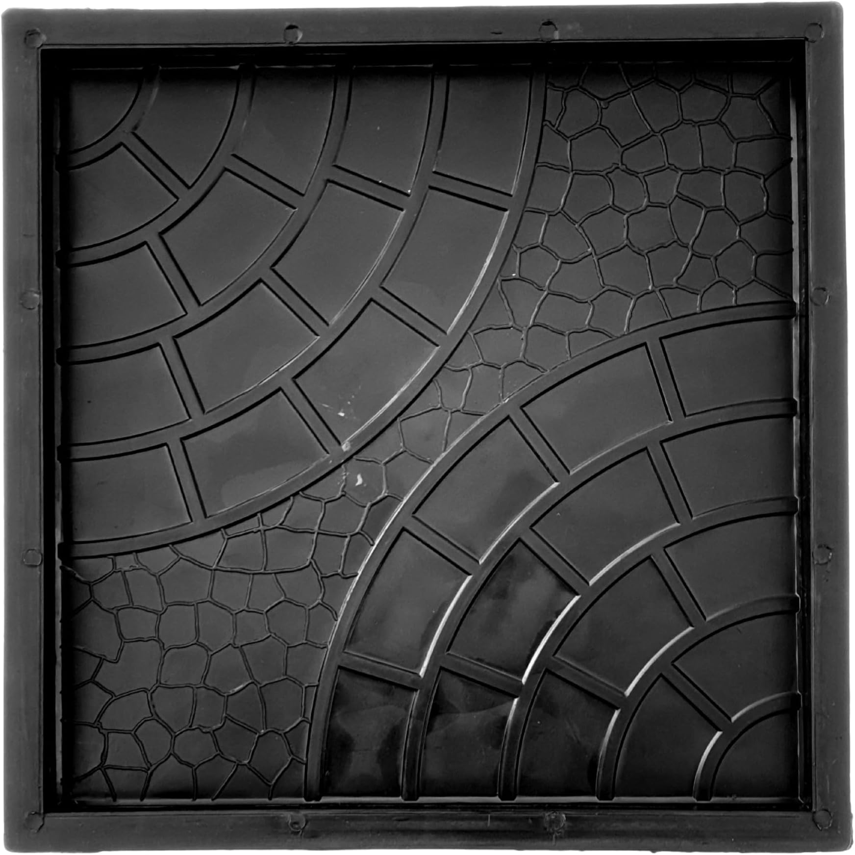 Reyal Chequered Mould Double Round Paver Block Mould (Plastic)(Size : 12" x 12" Inch)(Make In India) DIY Paver Mould | For Outdoor Garden Road Paving Tiles