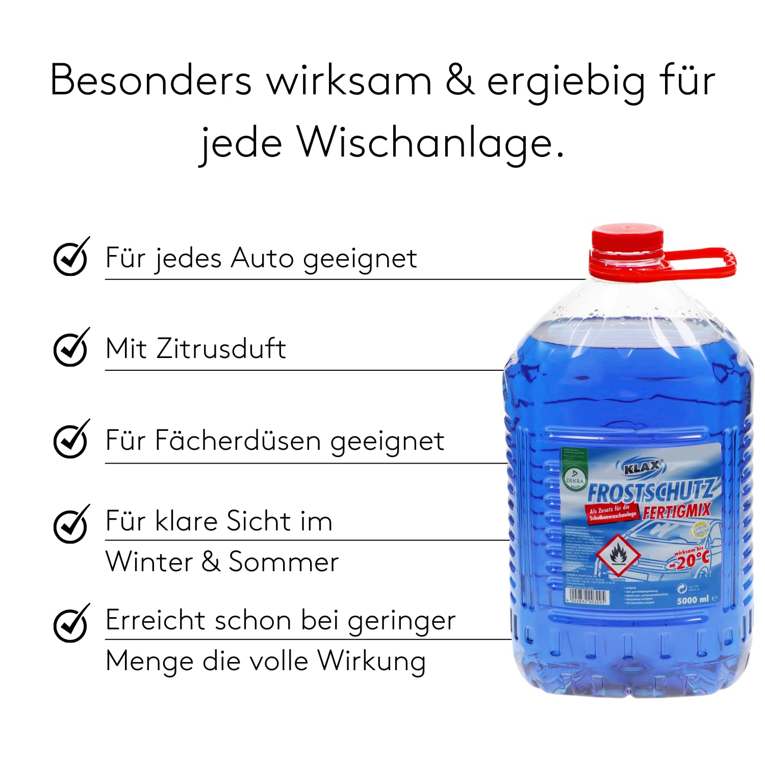 Venton Frostschutz I Scheibenfrostschutz für bis zu -20° I 6 x 5 L Frostschutzmittel I Gebrauchsfertiger Schutz als Zusatz für das Scheibenwischwasser I Hochwertiges Frostschutz-Konzentrat