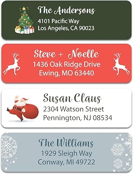 Bunny Badges Personalized Christmas Return Address Labels - Holiday Address Stickers on Sheets 50-500 Labels