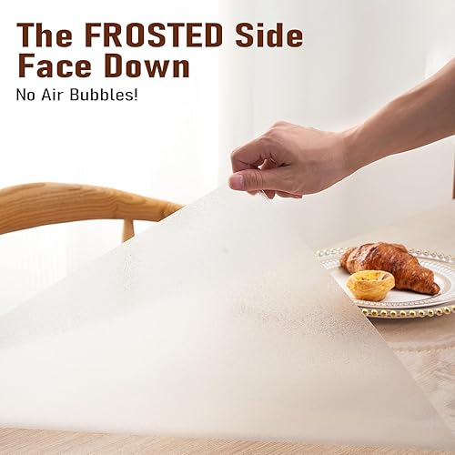 Miniatura 6 de Protector de mesa esmerilado de 24 x 48 pulgadas, PVC de 0.059 in de grosor, resistente al agua, rectangular, de plástico, antideslizante, para mesa