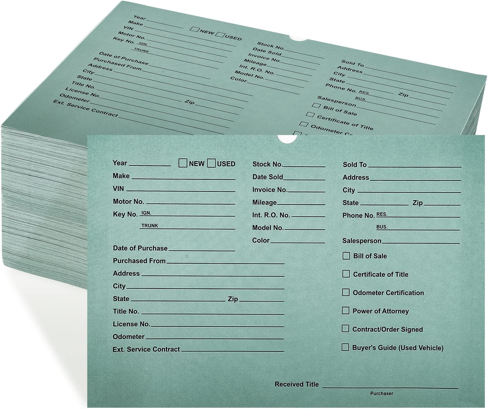 190 Pieces Vehicle Dealer Jackets 12 x 8 Inches Printed