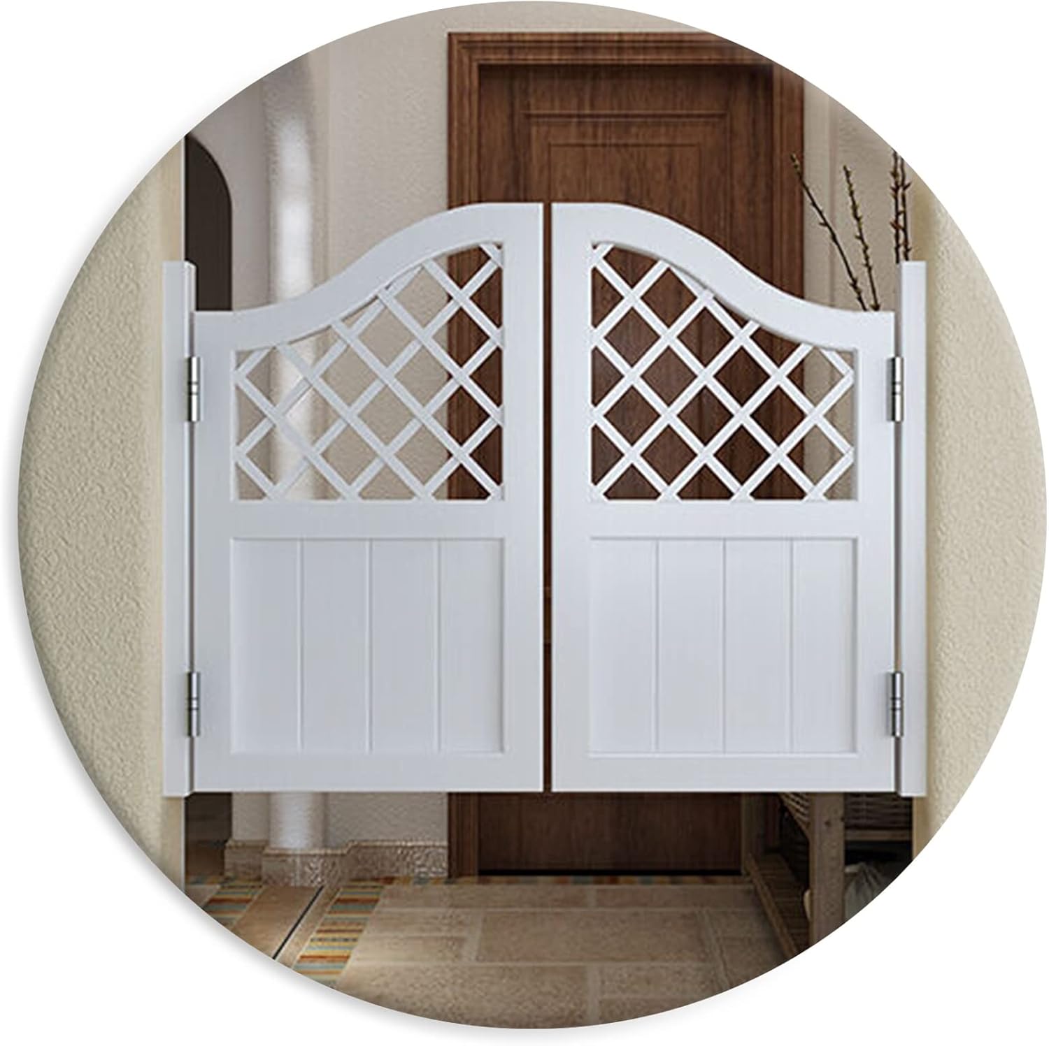 Hallway Cafe Door Swing Hinge Self-Closing, Indoor Hollow Partition Fence Half Waist Cowboy Bar Door, Swing Door - Customizable (Size : W95xH90cm(37 3/8"x35 7/16")) (Onecolor W90xH90cm(35 7/16"x35 7/