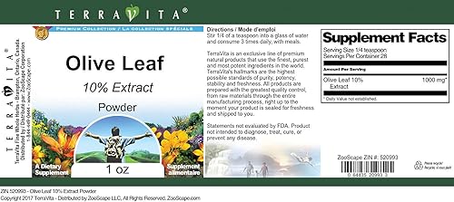 Miniatura 3 de Hoja de Olivo 10% Polvo (1 oz, ZIN 520993)