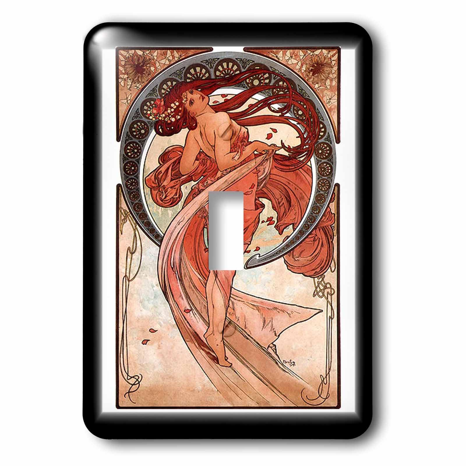 Interrupteur simple à bascule 3dRose LSP_61776_1 avec reproduction de peinture d'Alphonse Mucha