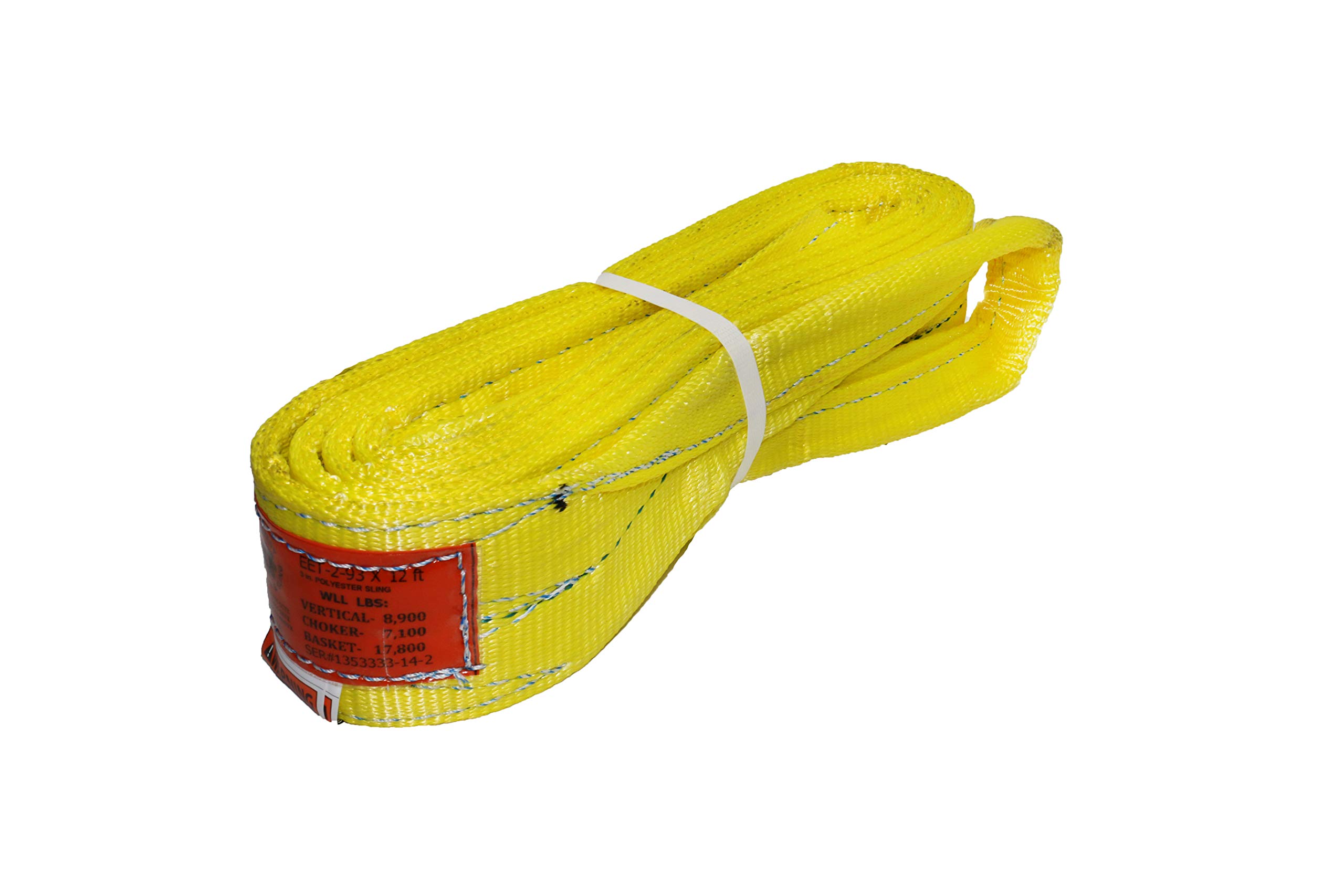 Kennedy Wire Rope & Sling Co. 3" x 16' 2-Ply Twist Eye Polyester Lifting Sling (Various Sizes in Listing) Made in The USA