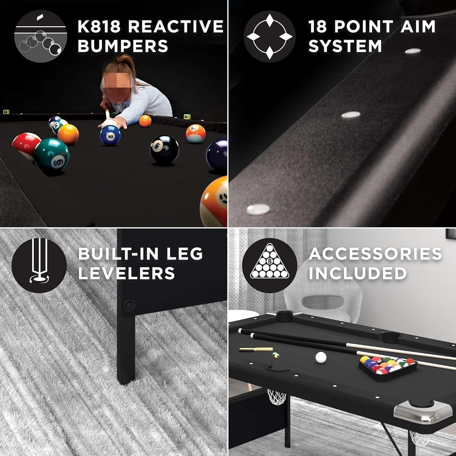 Pre-Sale 6 Ft. Pool Table | Folding Legs for Storage | Black