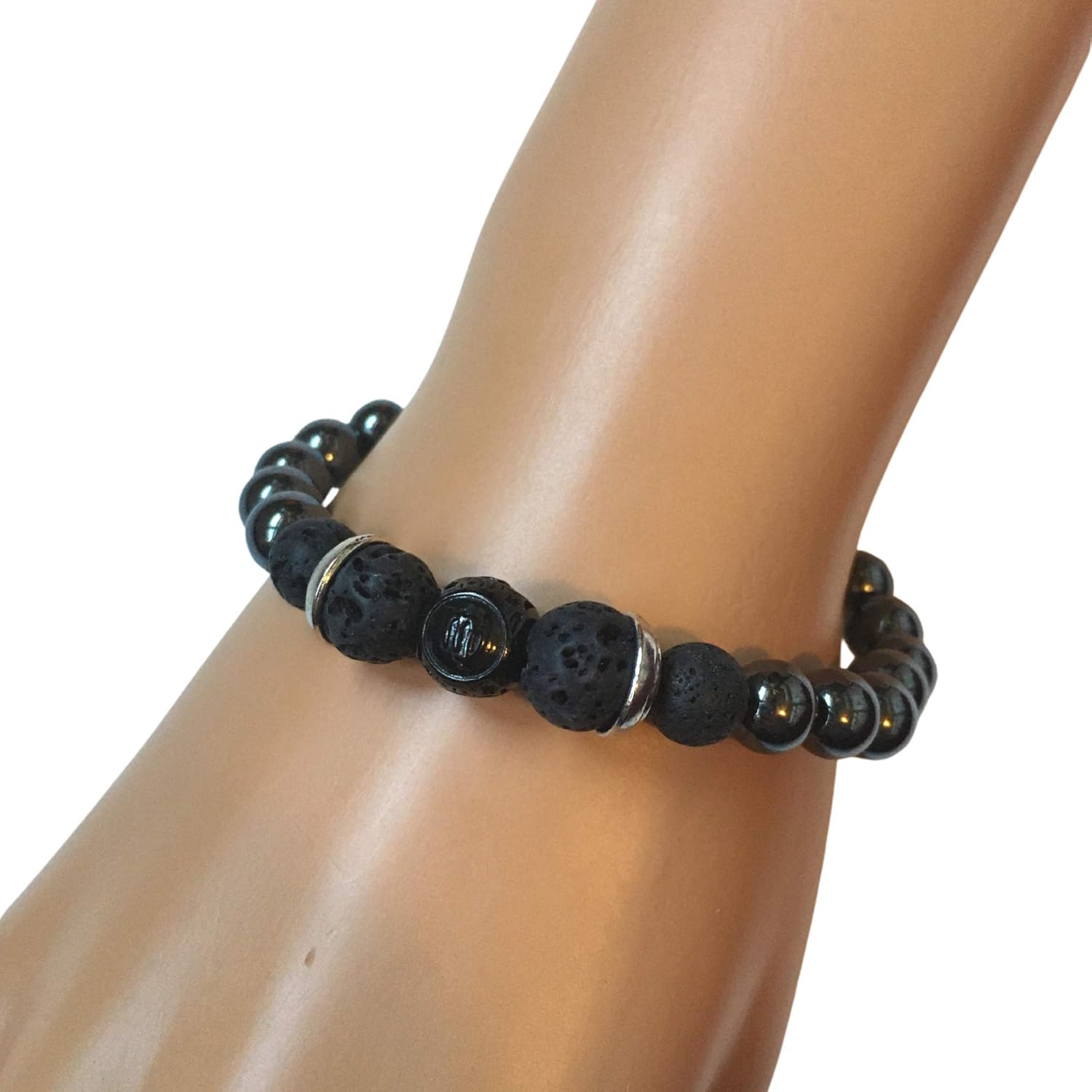 Virgo Zodiac Bracelet, Hematite and Black Lava Stone Bracelet, Handmade Beaded Stretch Bracelet - Small, Medium, Large Sizes - Image 5