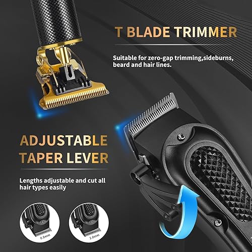 Miniatura 3 de LQT® Kit profesional de cortapelos para hombres, juego de cortapelos inalámbricos y con cable, recortador de barba recargable con cuchilla