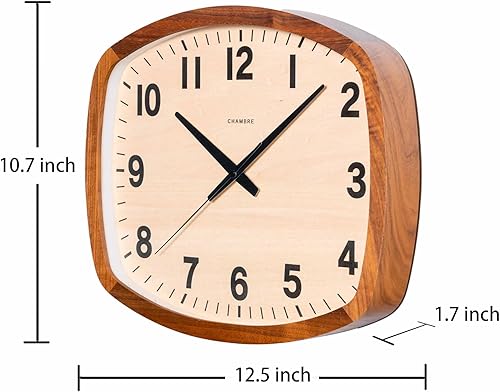 Miniatura 7 de Relojes de pared japoneses hechos a mano, madera maciza de nogal norteamericano, funciona con pilas, cuadrado rústico decorativo para sala de estar,