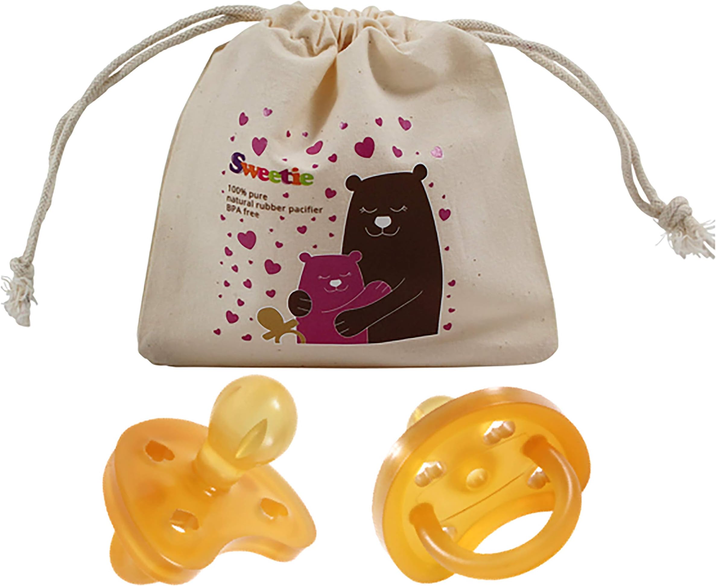 SWEETIE Rubber Pacifier Natural Rubber Pacifier Rounded Heart Shape Rubber 1 Count Original Natural Rubber Pacifier (6-12 Medium)