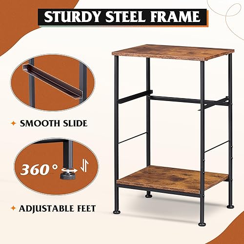 Miniatura 7 de WLIVE Mesita de noche, mesita de noche para dormitorio, dormitorio con marco de acero, mesa auxiliar de noche con cajón de almacenamiento de tela,