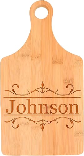 Miniatura 8 de Las parejas de encargo del regalo de la boda ingresan el apellido personalizado bambú grande del tablero de corte del rec