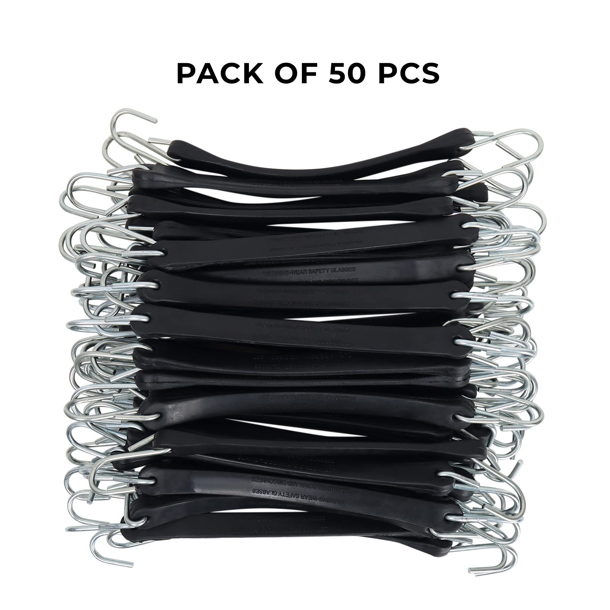 Bungee Rubber Cords Tarp 9’’-50pack with Metal Crimped S Hooks, Ideal for Securing Tarps, Cargo, Canvases, Weatherproof